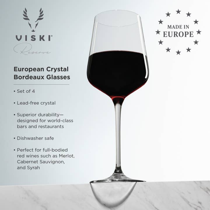Viski - Vente Verres à vin - Réservez un ensemble de 4 verres à vin Bordeaux en cristal européen Inez5