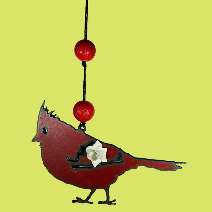 Whimsies - Wholesale Mobile - Cardinal mobile Flower garden ornament souvenir bird USA