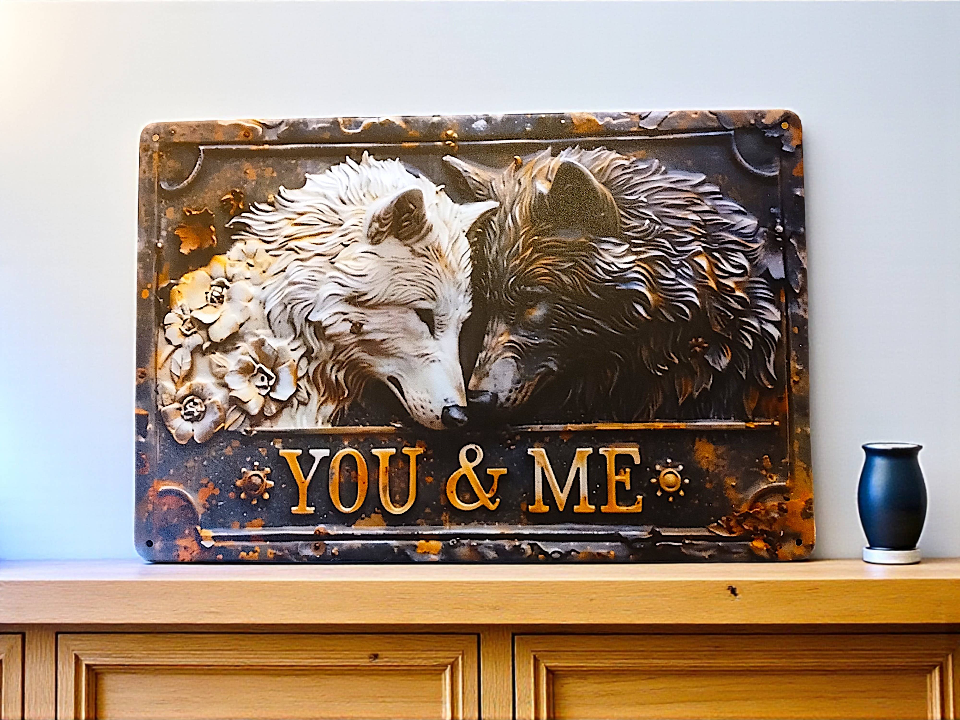 Funky Aura Boutique - Wholesale Sign - Wolves You and Me Sign, 8" x 12" , Metal Sign2