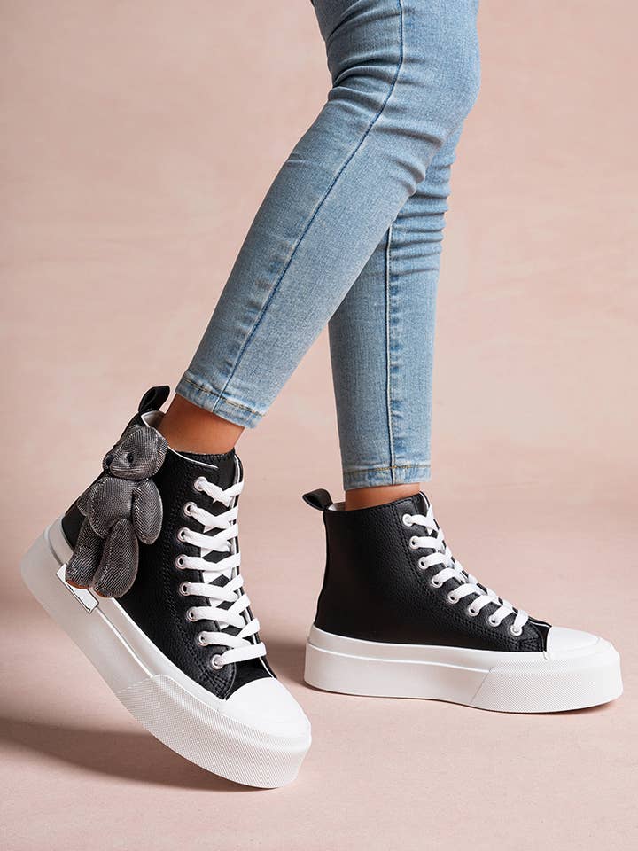 LADY GLORY - Venta al por mayor Zapatillas urbanas - Mujer - Zapatillas altas con oso de peluche decorativo