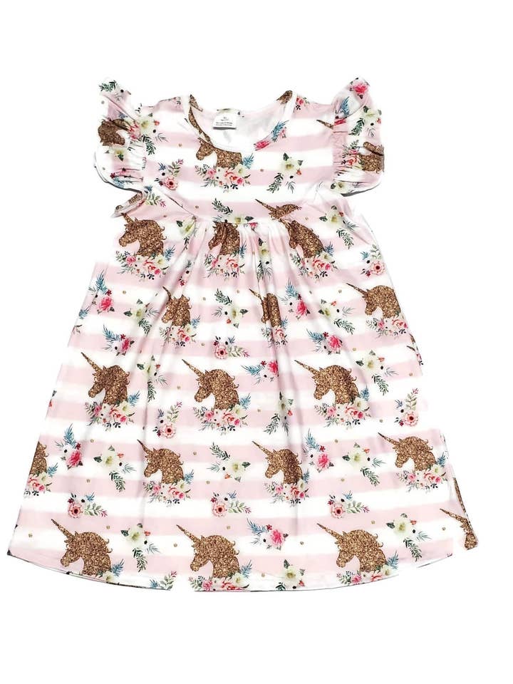 Randig Blommig Enhörning Mjölksilke Fladder för wholesale av Great Lakes Kids Apparel