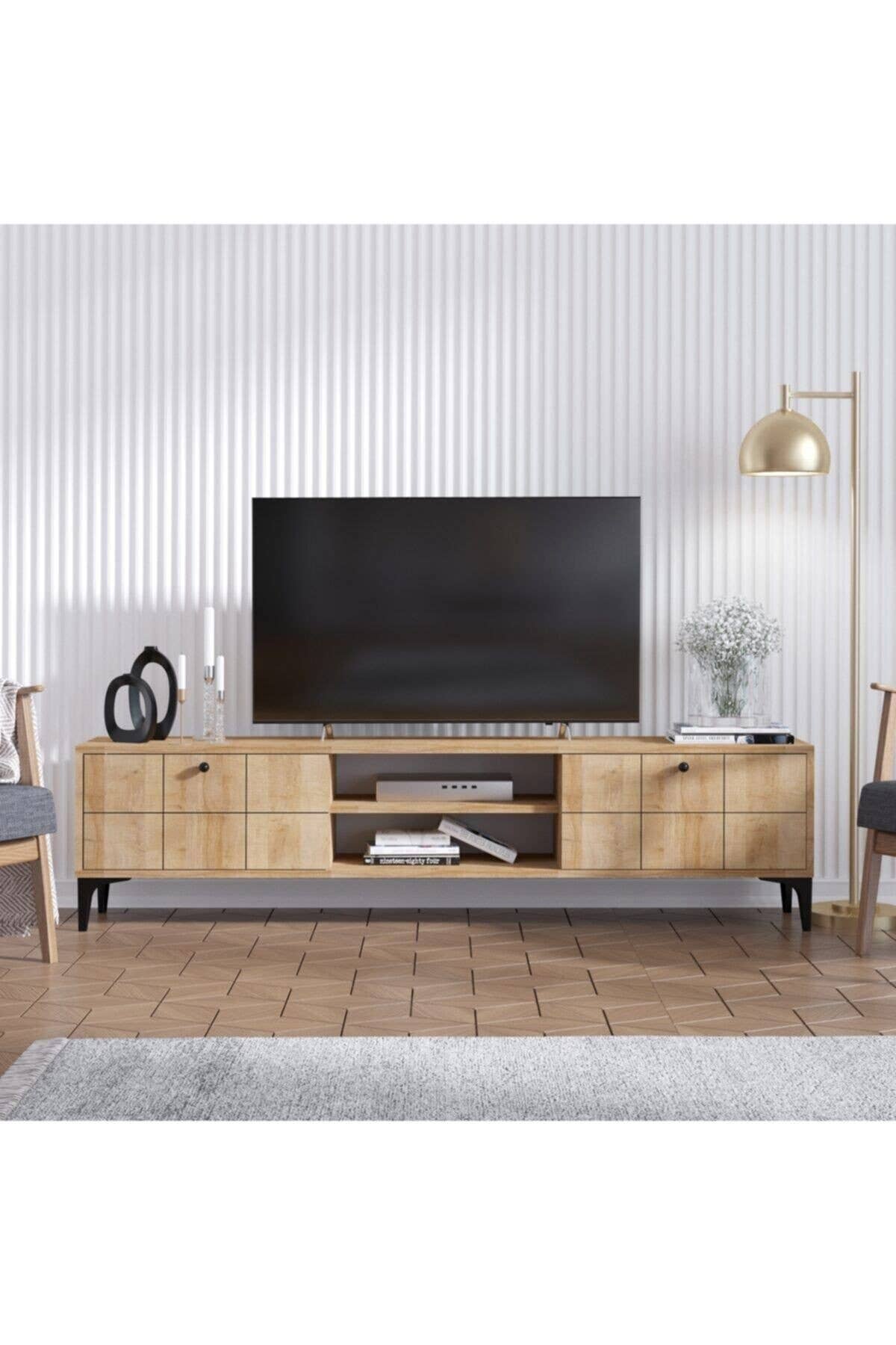 Multi Colored Decormet Hera TV Stand Sapphire Oak for wholesale on Faire3