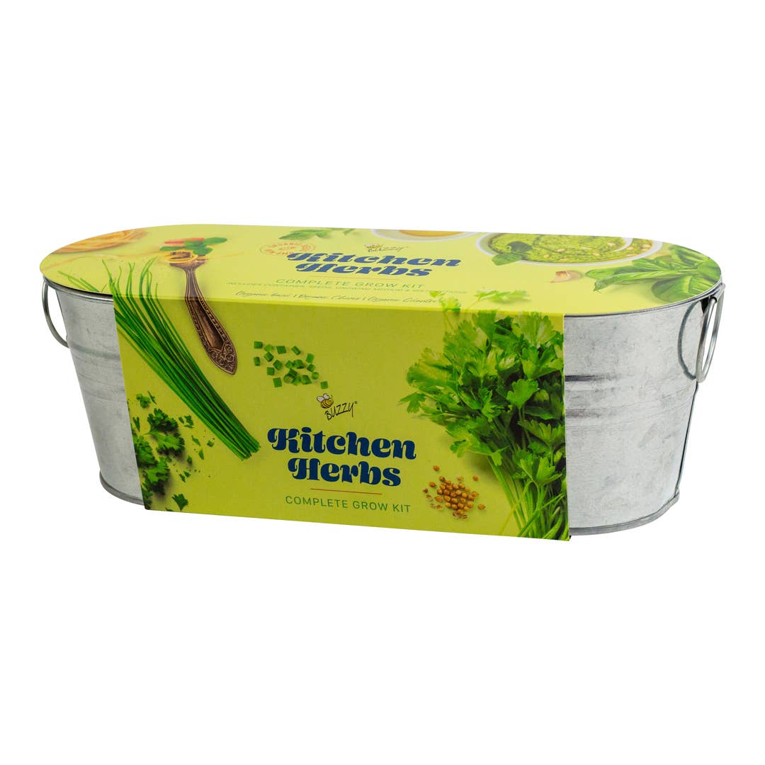 Buzzy Seeds Grow Gifts - Vente Kit de bricolage - Kit de Culture d'Herbes de Cuisine sur Rebord de Fenêtre Galvanisé – Cadeau d'Intérieur3