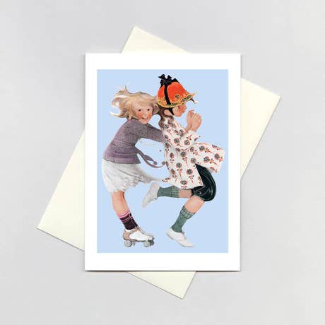 Girls Rollerskating - Friendship Card for wholesale by Laughing Elephant
