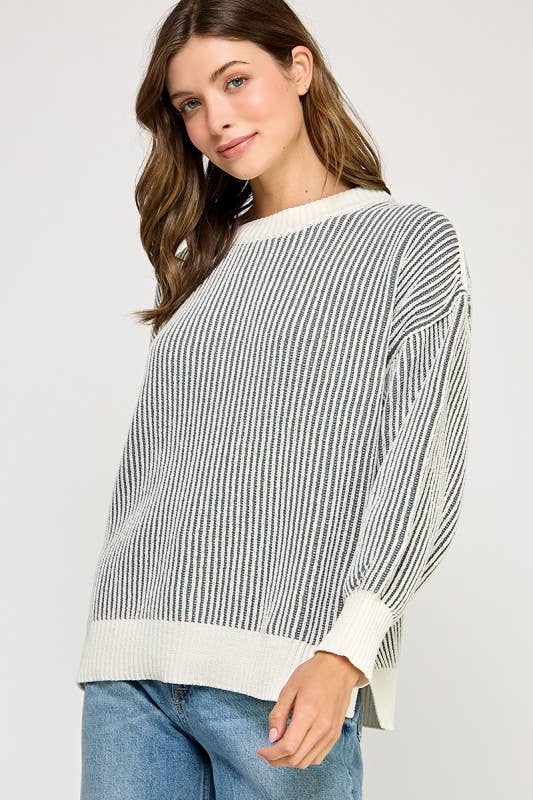 Miss Love - Wholesale Knit Sweater - Women's - Super Soft Strip Sweater9