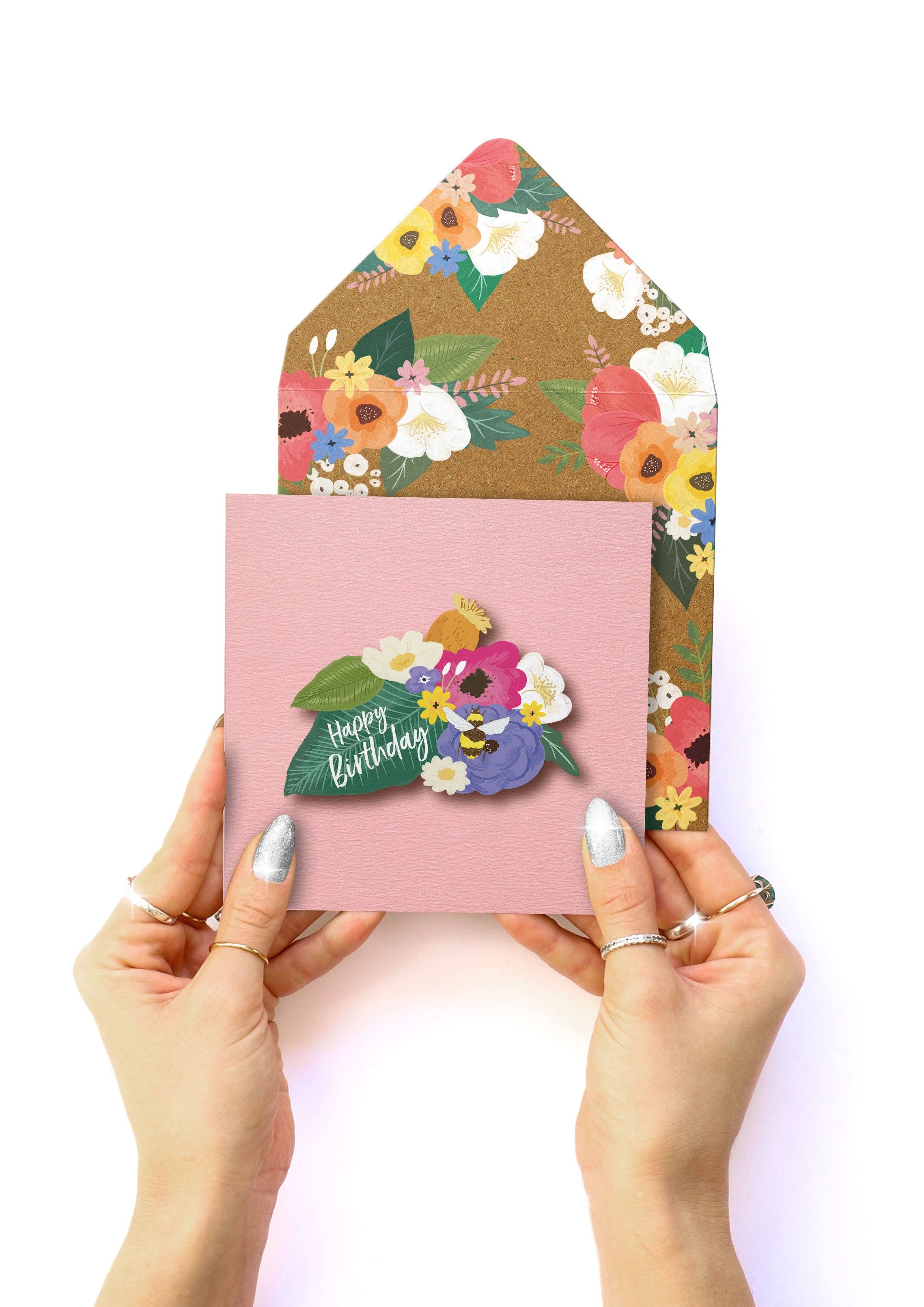 Tache - Wholesale Birthday Card - Happy Birthday Flowers, Handmade Greeting Card1