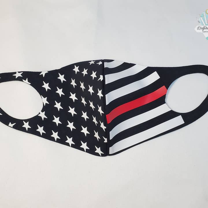 Thin Red Line Face Mask | Firefighter | Flag Design for wholesale by iDigBeauty1.5