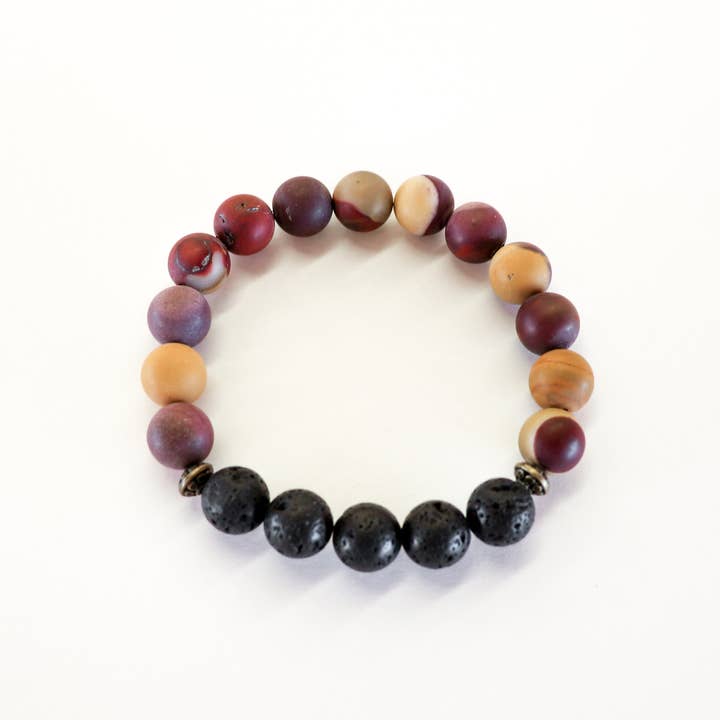 Men's Mookaite Jasper Essential Oil Diffuser Bracelet for wholesale by Love N’ Lava Designs