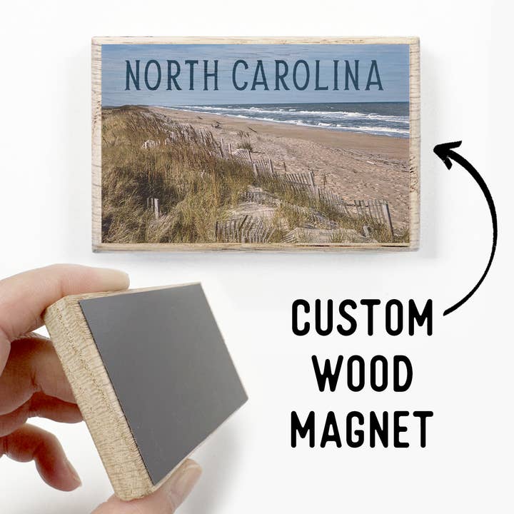 North Carolina - Grassy Beach Custom Wood Magnets for wholesale by Hangout Home