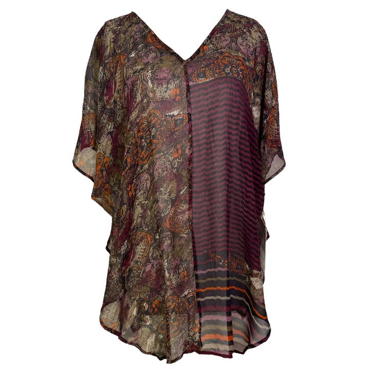 PRG7096 Sheer Avatar Pure Silk Waterfall Top for wholesale by sariKNOTsari