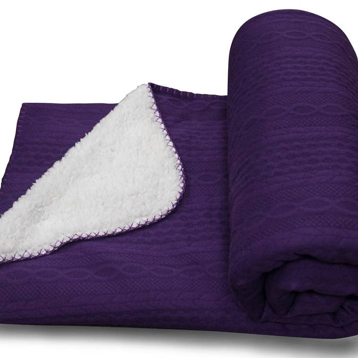 Caleb Throw 50 x 60" Purple for wholesale by Lady Sandra Home Fashions