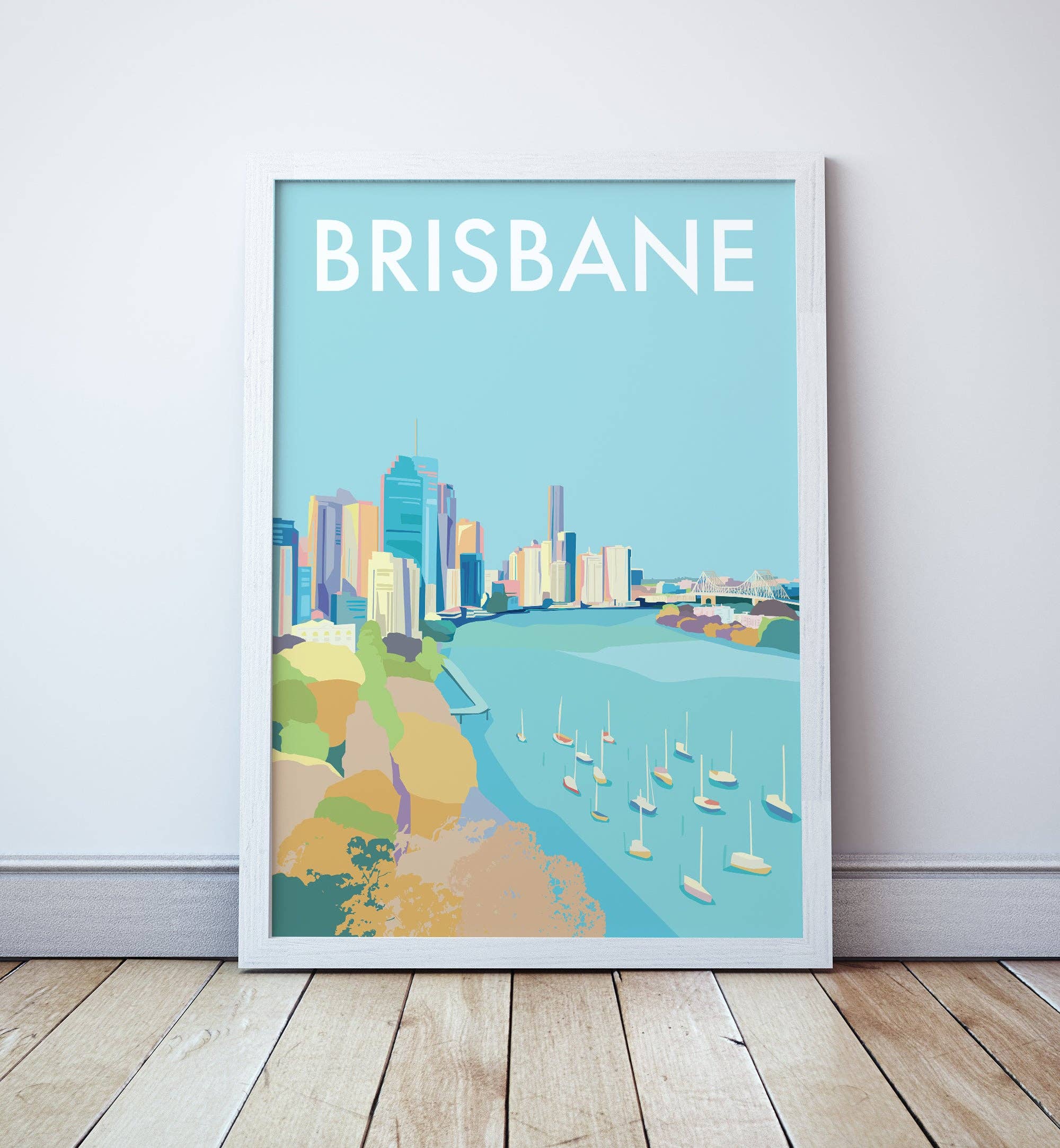 Seascape Prints - Wholesale Art Print - Brisbane City Illustrated Travel Print0