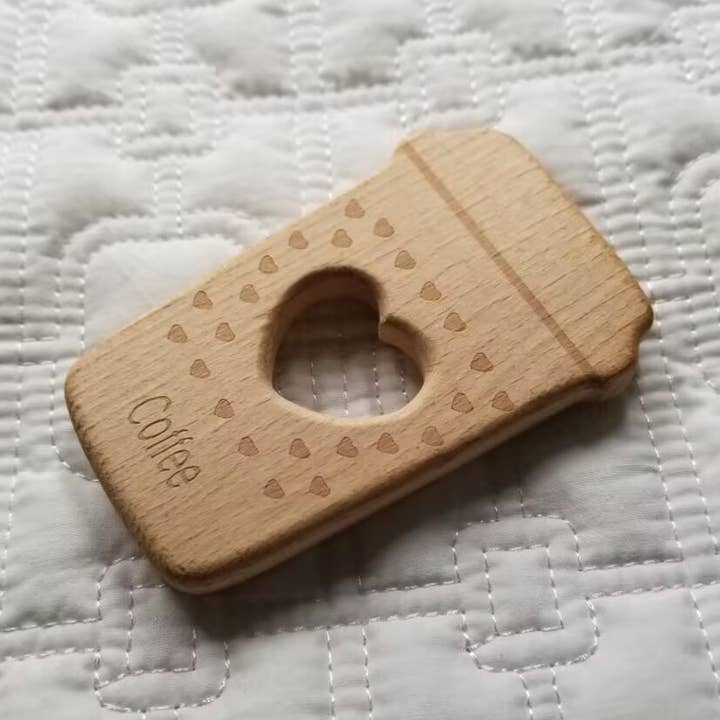 Coffee Cup Wooden Teether for wholesale by D & C TOYS