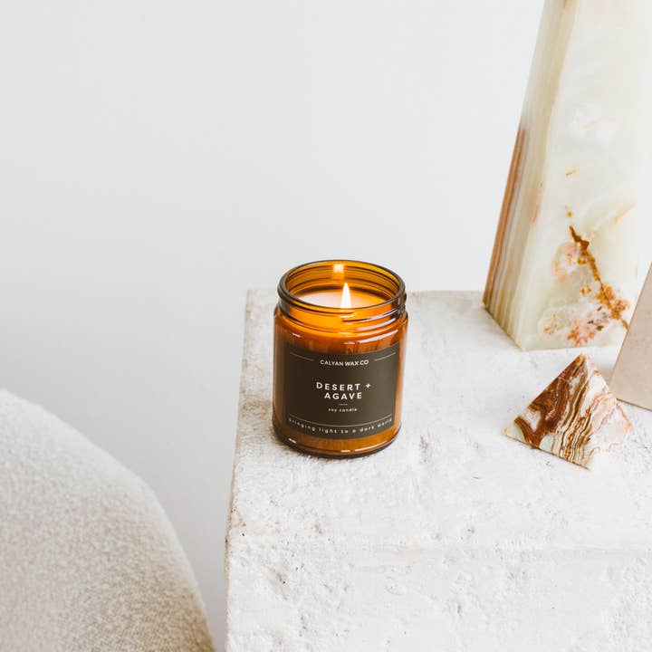 Calyan Wax Co. - Wholesale Jar/Filled Candle - Desert + Agave - Amber Jar Soy Candle2