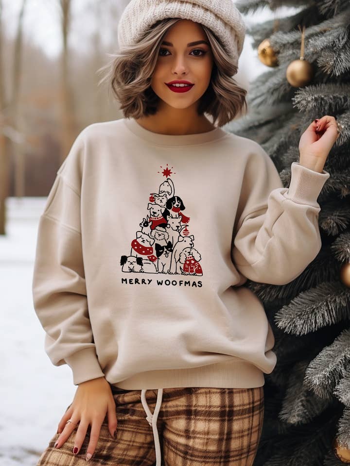 Merry Woofmas - Jule-sweatshirt til hundeelskere for engroshandel hos Creative 1324