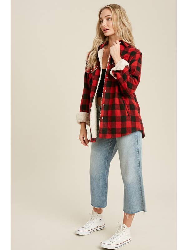 Pink Irene Wholesale - Wholesale Shirtjack/Shacket - Dames - SHERPA GEVOERD GERUITE JAS AAN DE VOORKANT9