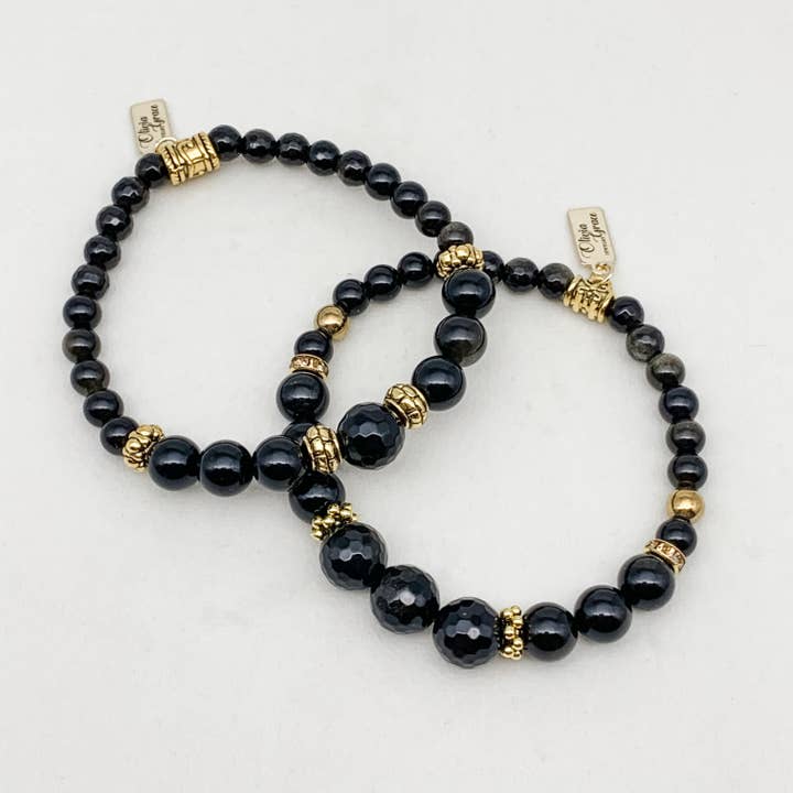 BLACK ONYX AND OBSIDIAN BRACELETS for wholesale by Olivia Grace Jewelry