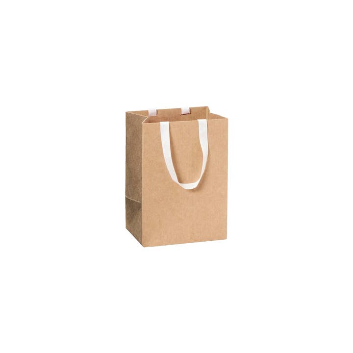 Giftwrap UK – wholesale Gift bag – Brown Gift Bag - Embossed - Ribbon Handle
