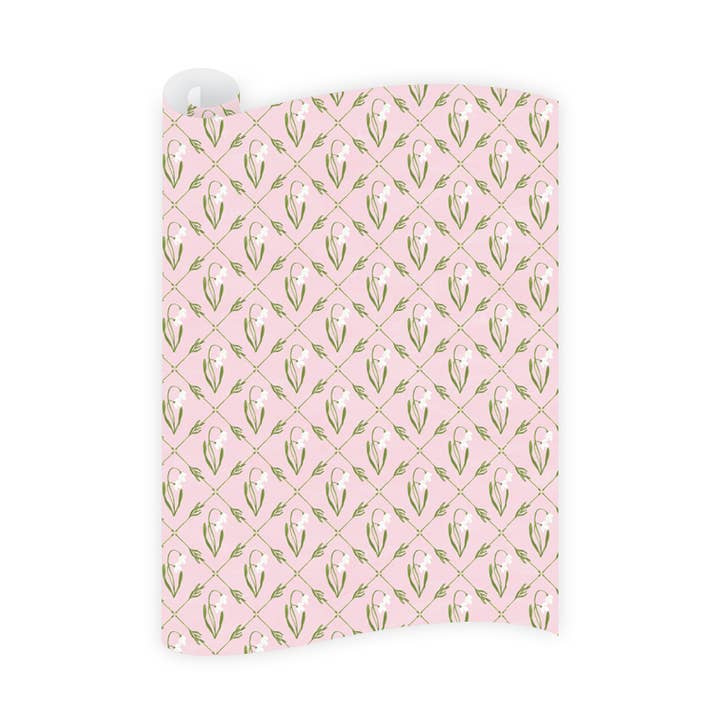 Snowdrop Meadow Pink Wrapping Paper Roll for wholesale by Dogwood Hill
