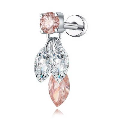 Floating Pink Marquise Diamond Threaded Stud Earring for wholesale by LTM Jewels