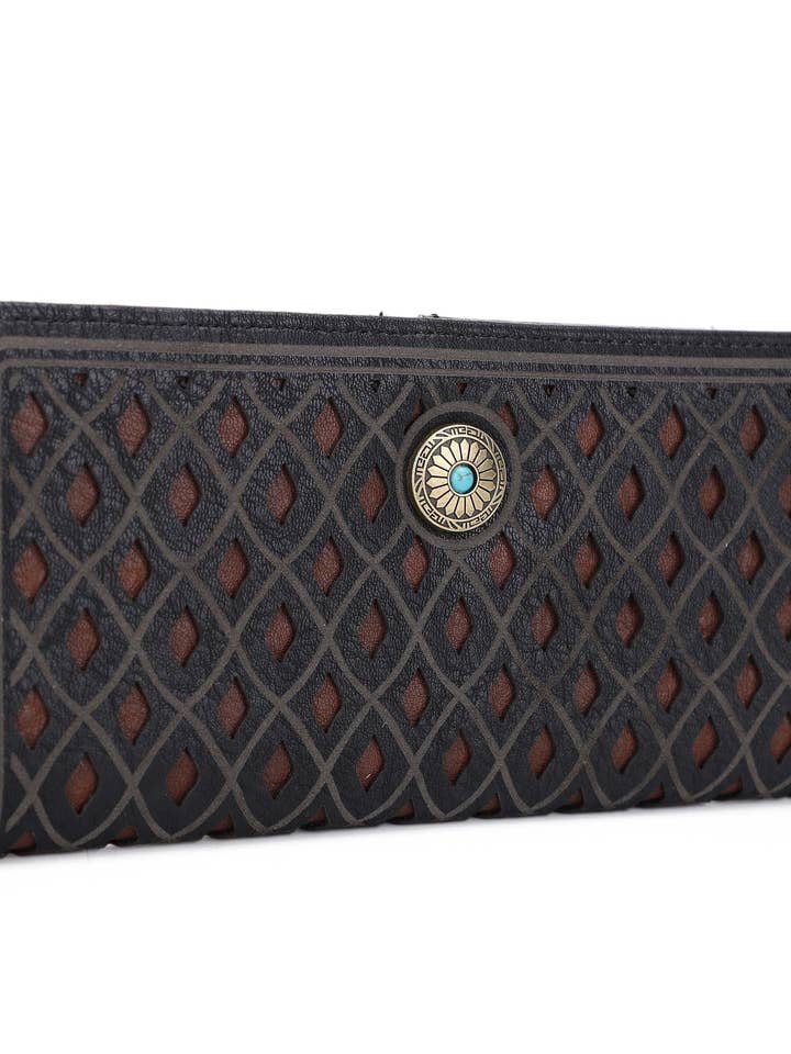 EJ60361 Diamond Pattern Laser Cut Out Wallet for wholesale by MiMi Wholesale