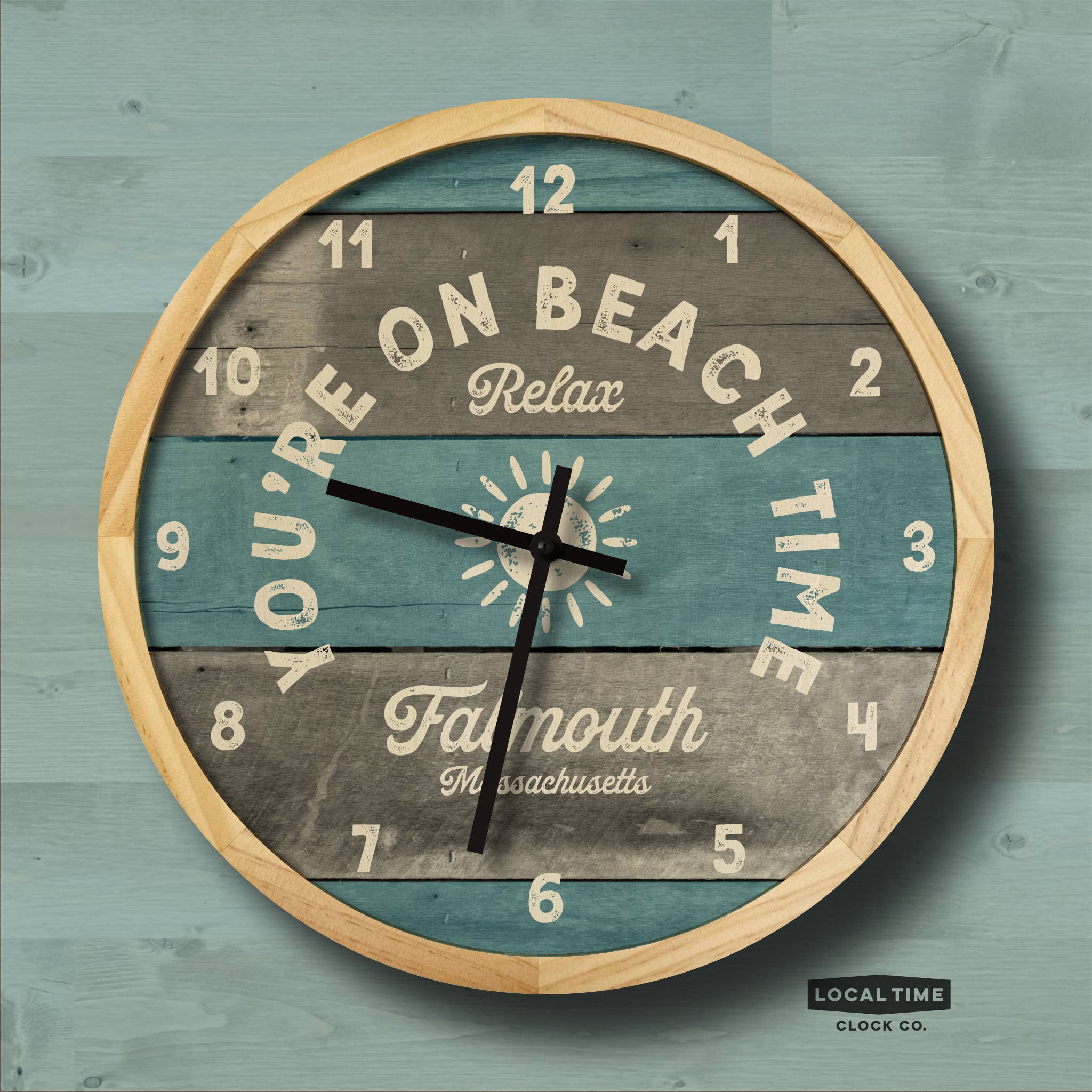 Local Time Clock Co. - Wholesale Wall Clock - Personalized Beach Time Wall Clock - 12" Diameter0