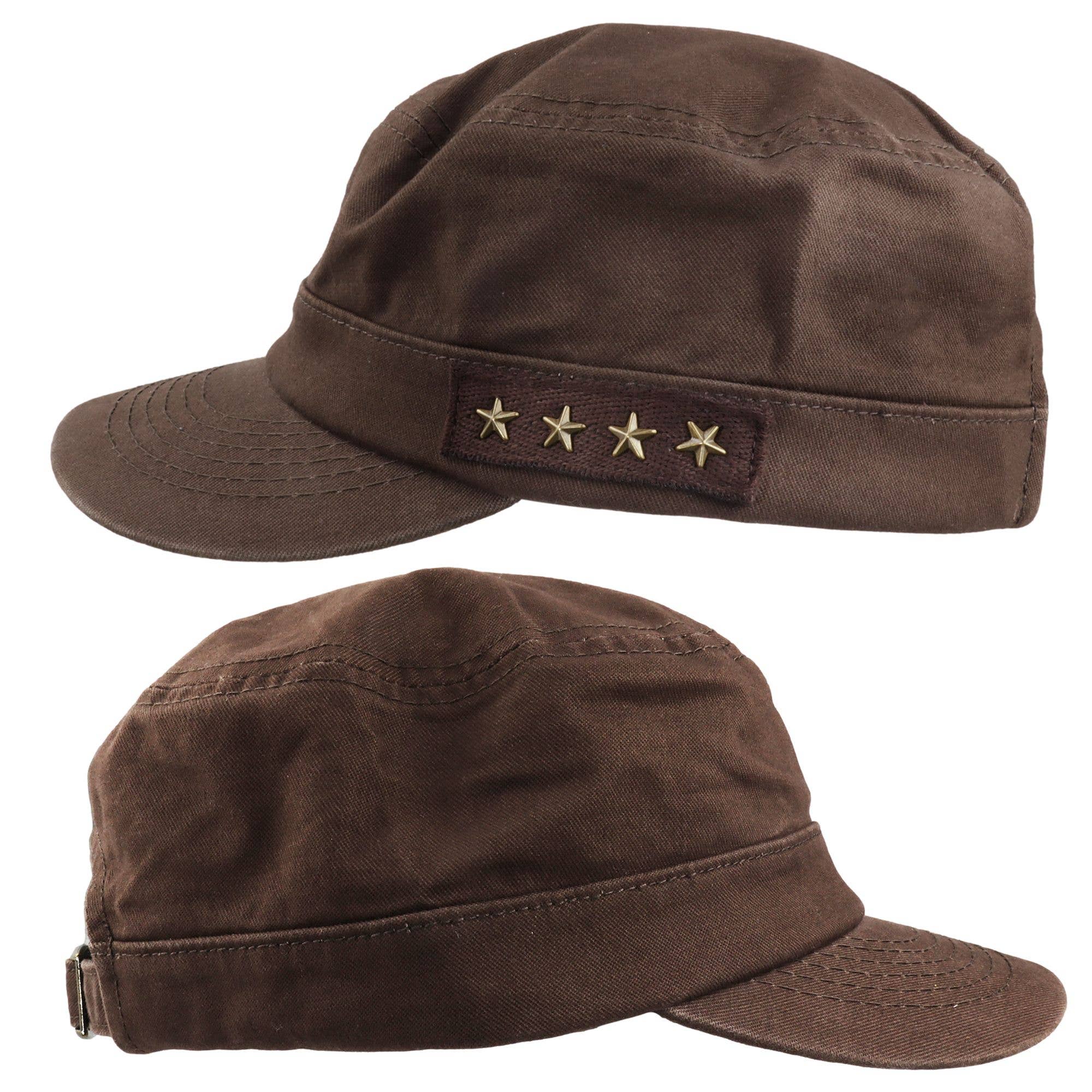 Tribal Trade GmbH - Wholesale Honkbalpet - Uniseks - Legerkap Militaire Kap bruin-donker zijwaarts accent sterren2