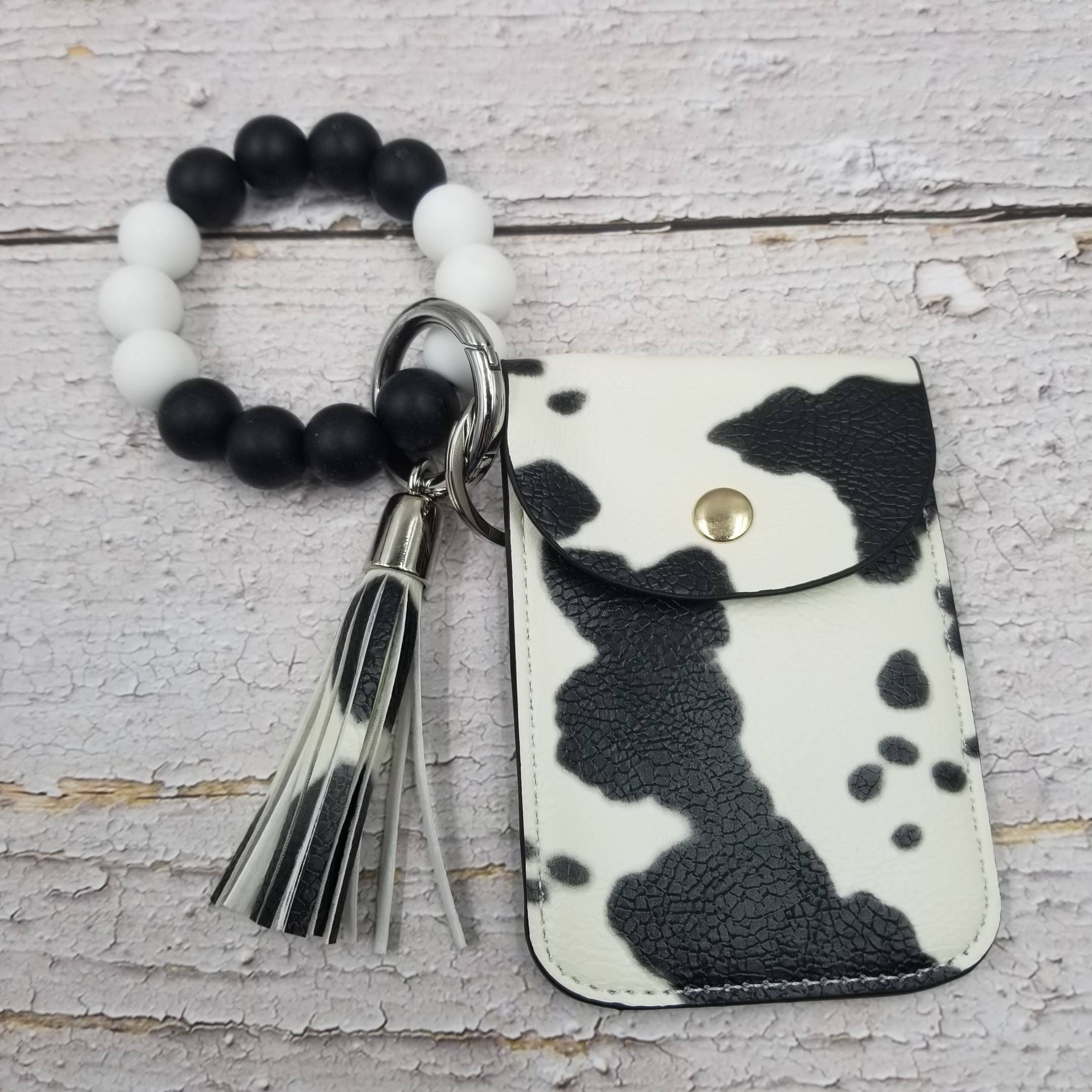 Treasure Wholesale - Wholesale Keychain Bracelet - Cow Leather Tassel Card Case Bracelet Keychain1