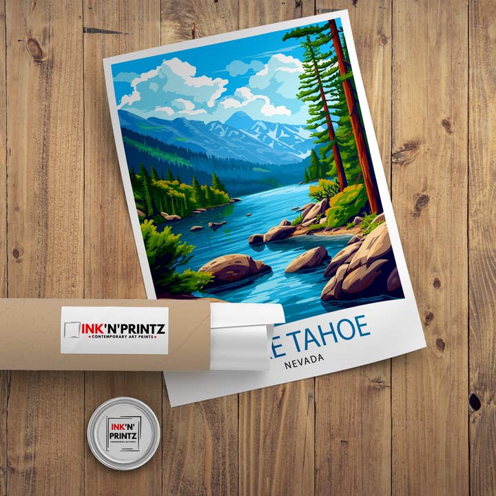 InkNPrintz – wholesale Art print – Lake Tahoe California Travel Poster Lake Tahoe8