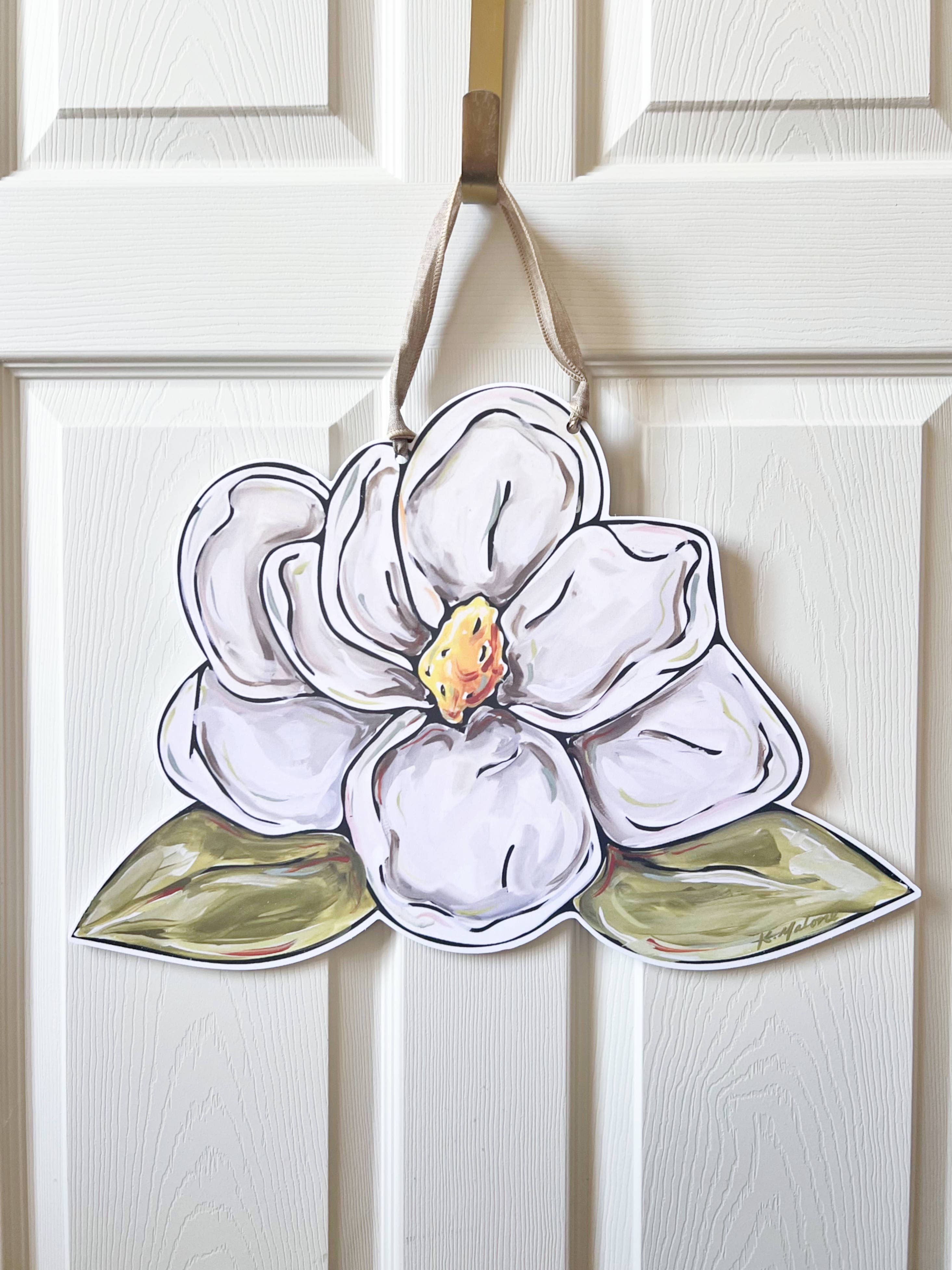 Home Malone - Vente Affichette de porte - Accroche-porte Magnolia - Décoration d'extérieur florale du sud3