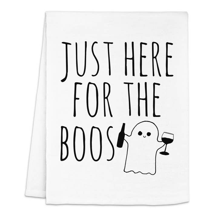 Moonlight Makers - Wholesale Tea Towel - Just Here For The Boos - Dish Towels - White or Gray - Fall