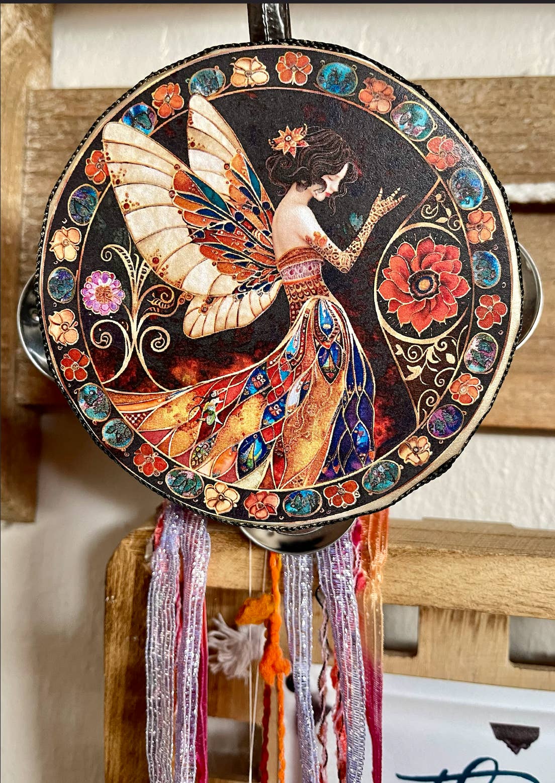 Bodhi Leaf Market - Venta al por mayor Artículo de meditación - Pandereta Clásica de Hada Encantada de 4" y Cinta de Fantasía