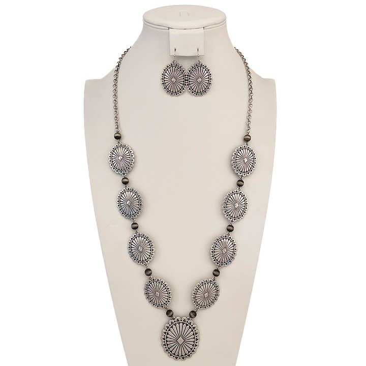 anbfashion - Vente Parures de bijoux - ENSEMBLE DE COLLIERS CONCHO GRAVÉS À MAILLONS1