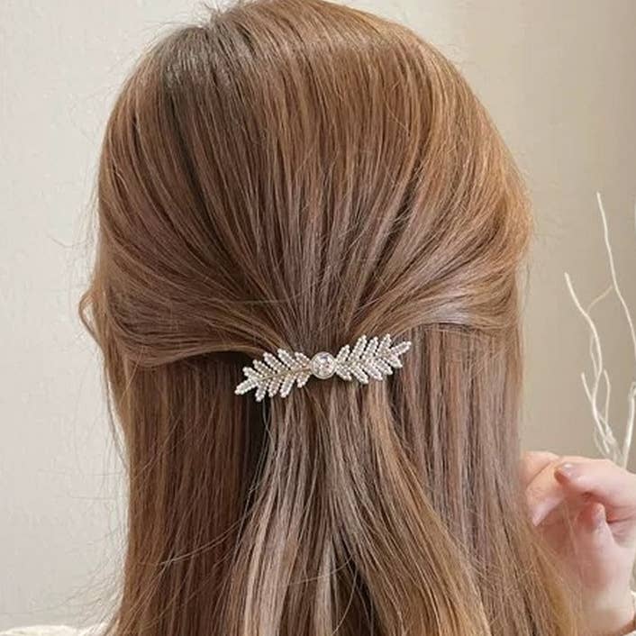 Leaf Pearl Hair Clip, Spring Fairy Side Pin_CWAHA4789 for wholesale by ACCITY