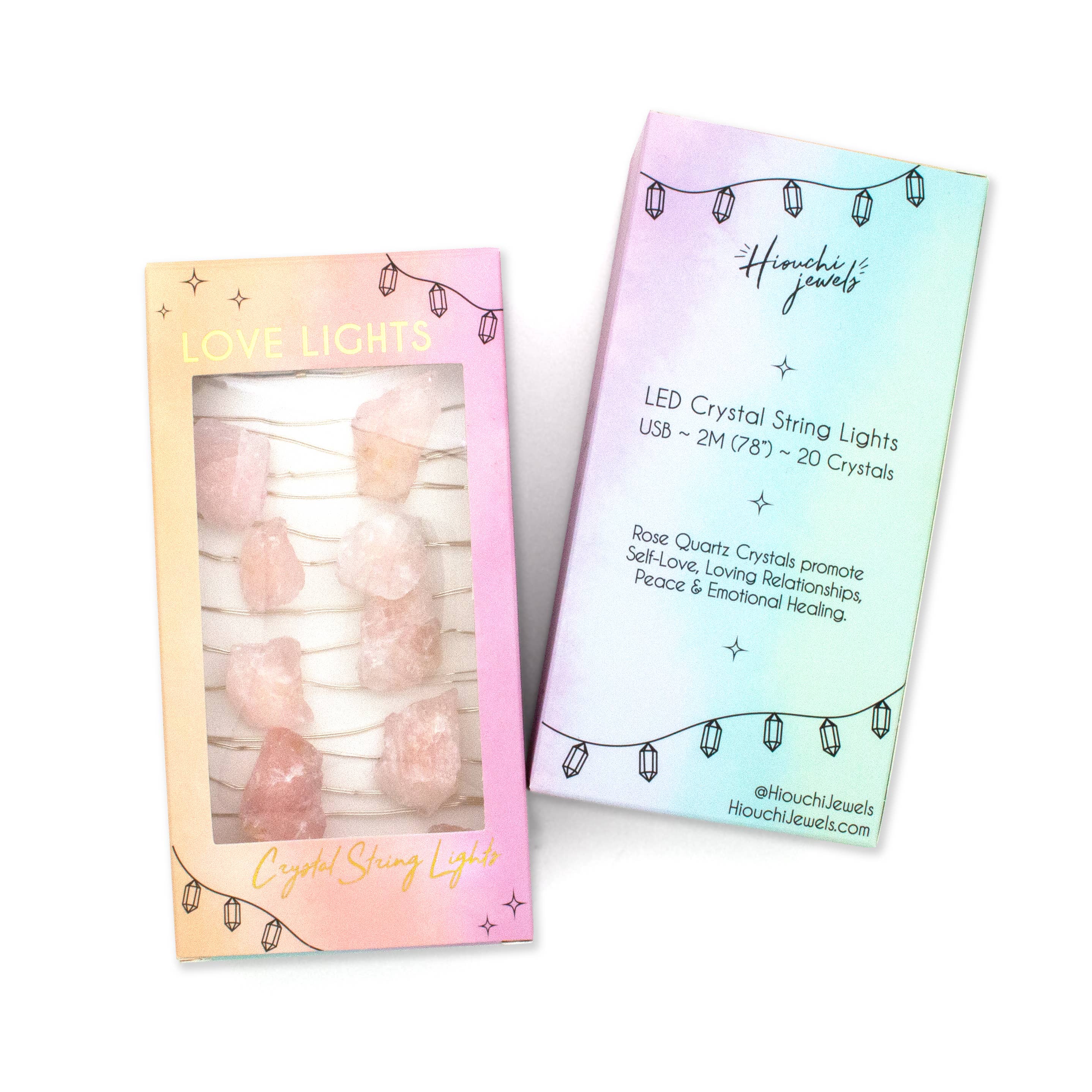 Hiouchi Jewels | Rose & Bolt Grateful Dead Jewelry - Vente Guirlandes lumineuses - Love Lights ~ Guirlandes lumineuses en cristal ~ Quartz rose3