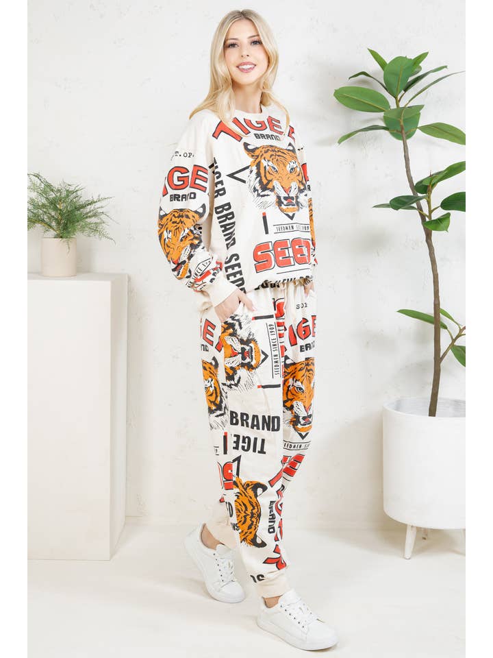 LA Soul - Wholesale Lounge Set - Women's - TIGER - COTTON SWEATSHIRT
2