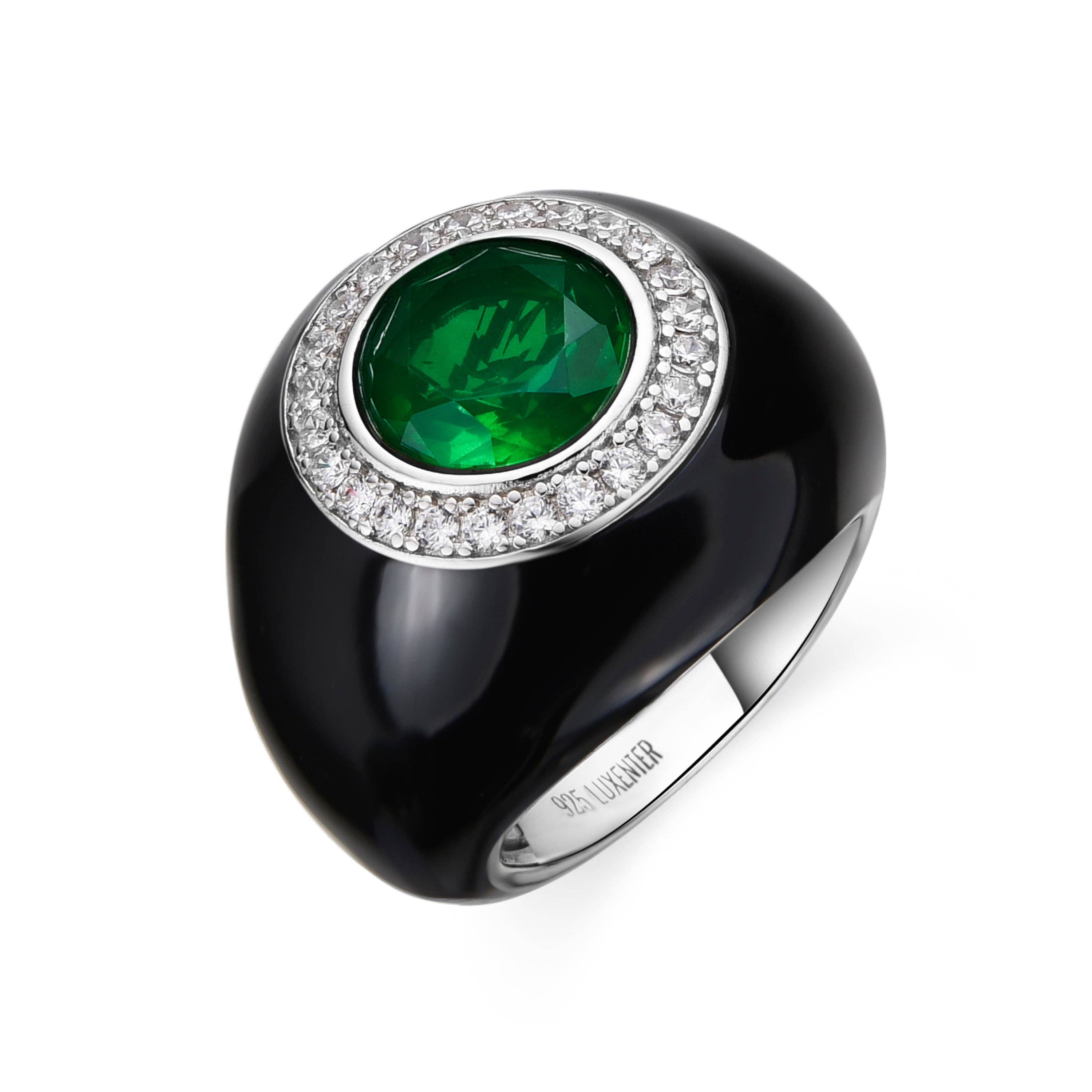 Luxenter – wholesale Cocktail/Statement Ring – Luxenter ring i sterlingsilver 925 och ljusgrön hydrotermal kvarts med rodiumfinish - Iosa0