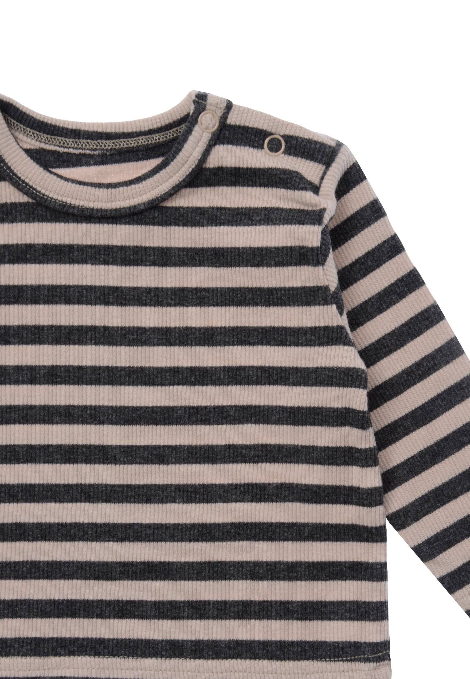 Liliput – Großhandel T-Shirt – Baby – Langarmshirt in grau melange-beige-gestreift1