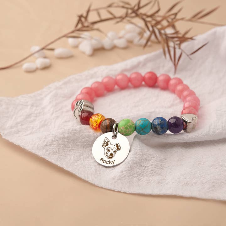 Anavia – wholesale Charm/dangle bracelet – Personalized Rainbow Bridge Pet Portrait Memorial Bracelet
