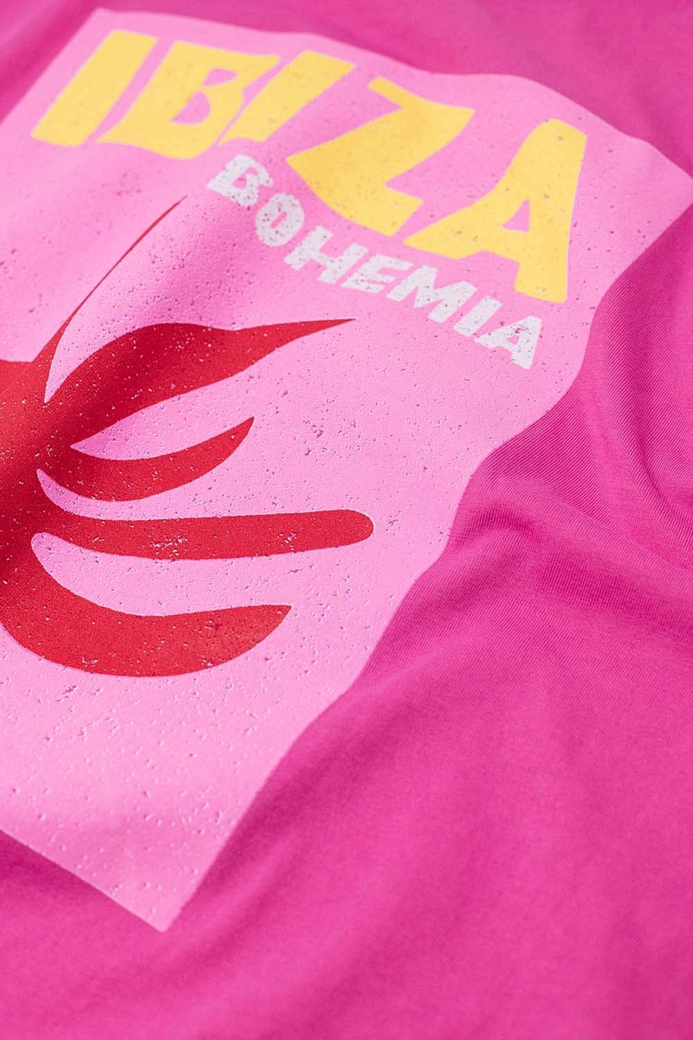 Fucsia Camiseta relajada fucsia Ibiza Bohemia con estampado rosa de venta al por mayor en Faire1