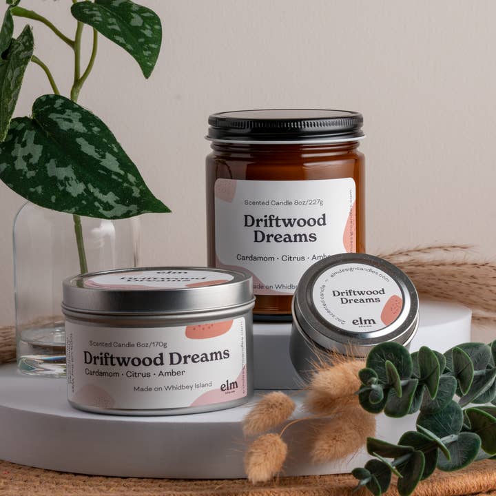 Driftwood Dreams Soy Candle for wholesale by Elm Design Candles