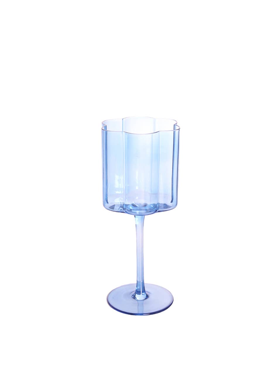 TUTU Home - Wholesale Wine glass - "Flower" Crystal Wine Glass – Blue 380ml