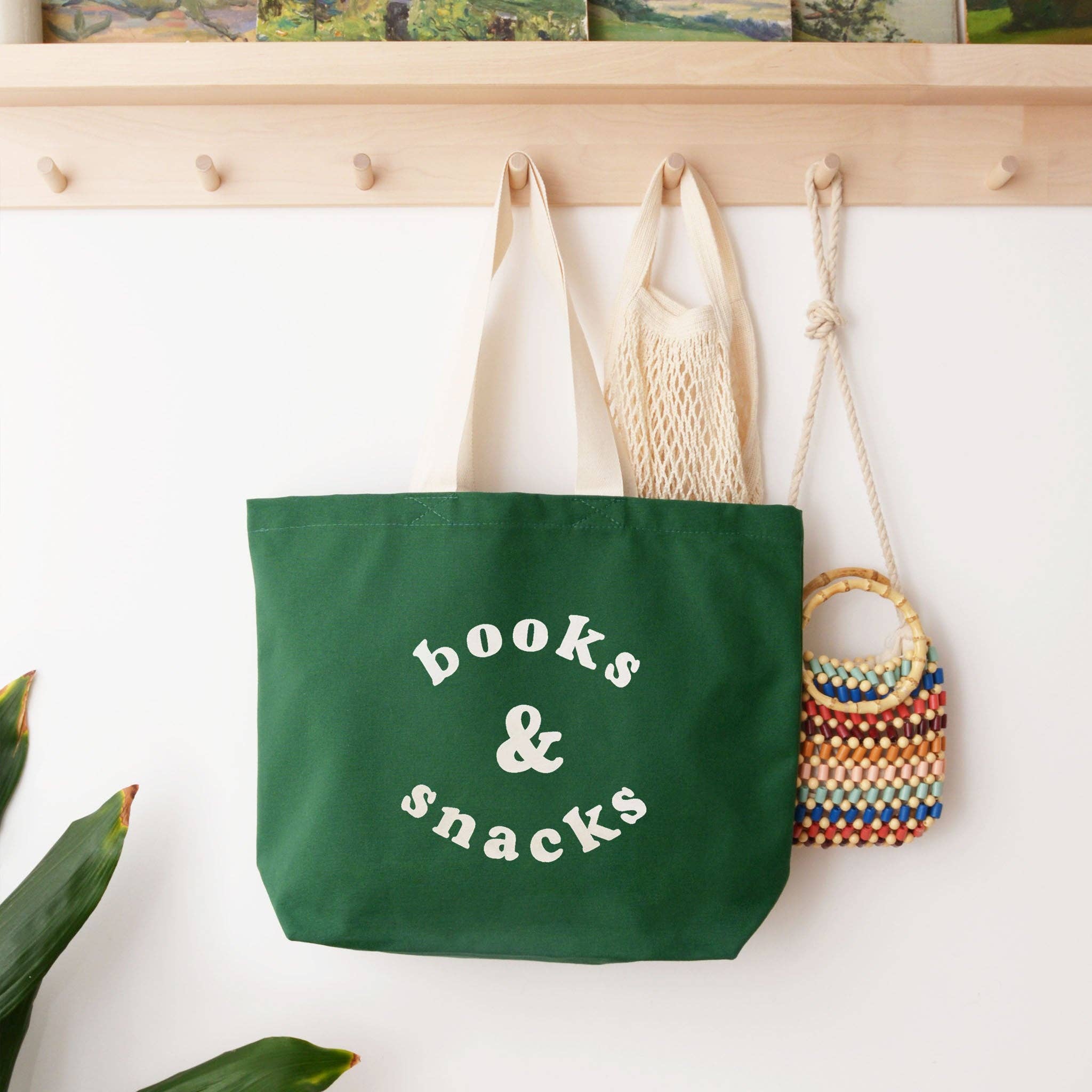 Alphabet Bags – wholesale Tote bag – Unisex – Books & Snacks - Forest Green Canvas Tote Bag2