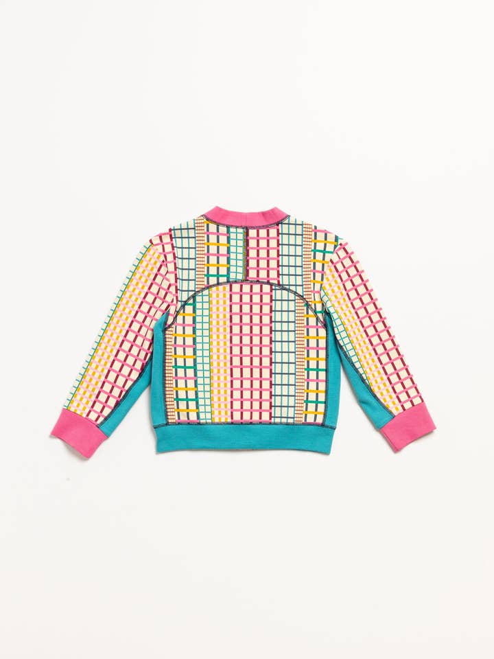 Rainbow Grid Complementary Color Cardigan for wholesale on Faire