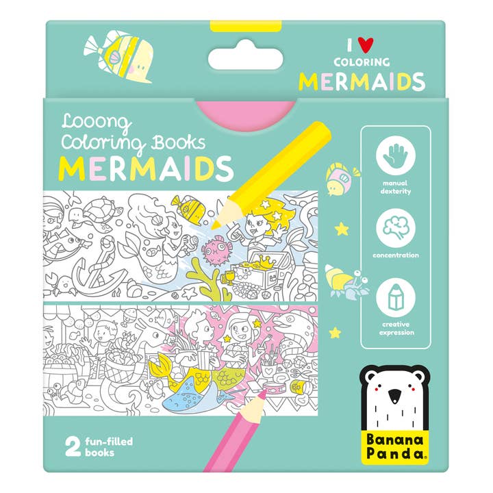 Looong Coloring Books I Love Coloring Mermaids 4+ /set of 2 for wholesale by Banana Panda
