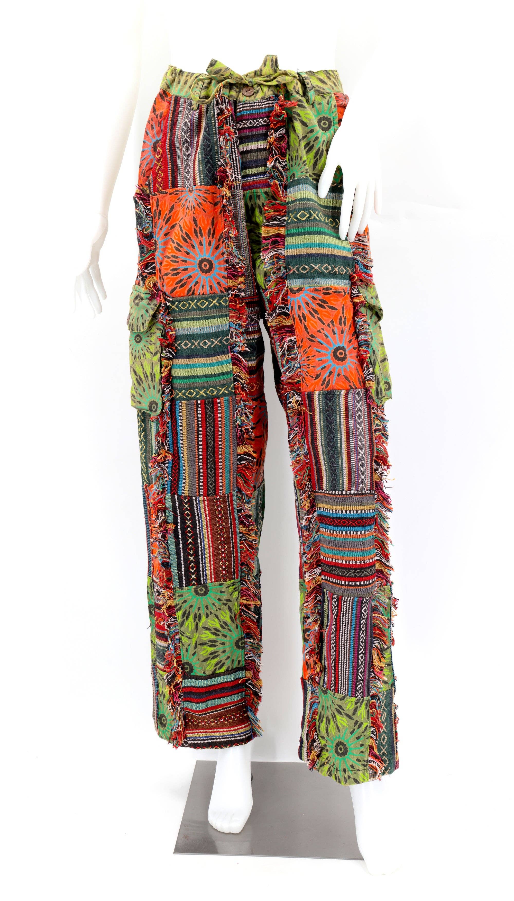Himalaya Handmade - Wholesale Pants - Unisex - Cotton Hippie Handmade Harem Gheri Patchwork Fringe Bohemian Pants4