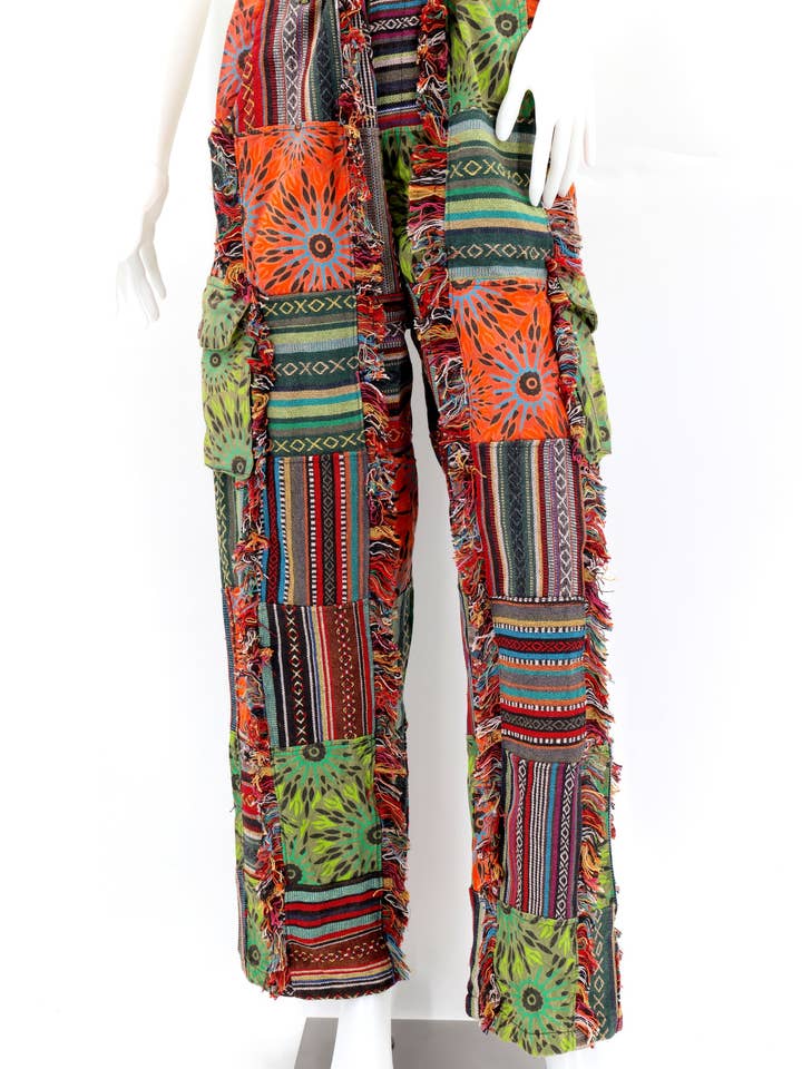 Himalaya Handmade - Wholesale Pants - Unisex - Cotton Hippie Handmade Harem Gheri Patchwork Fringe Bohemian Pants4