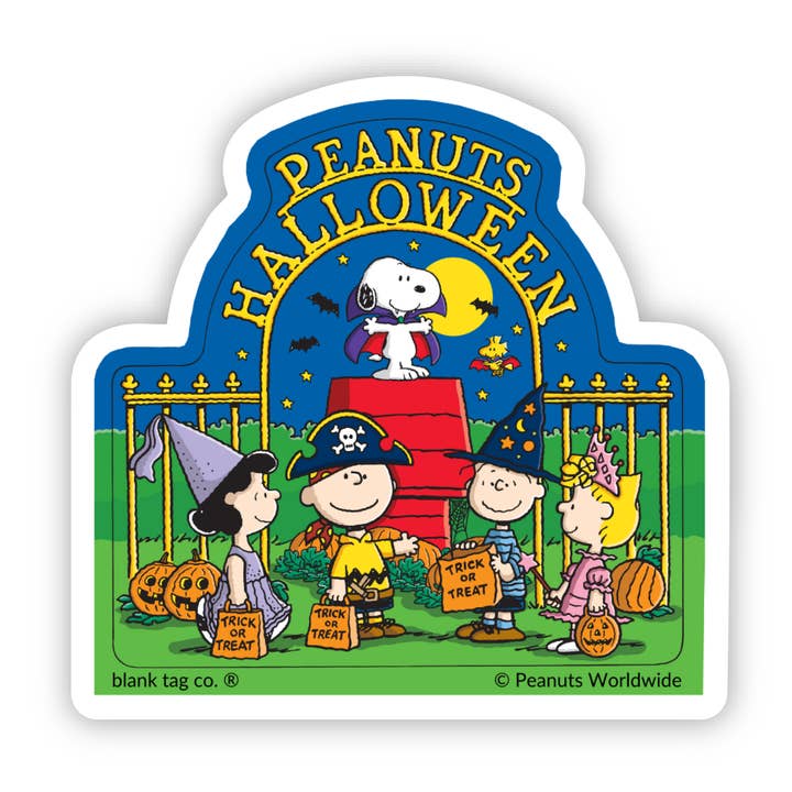 Peanuts® Peanuts Gang Halloween Waterproof Sticker for wholesale by Blank Tag Co. Stickers - Waterproof Stickers