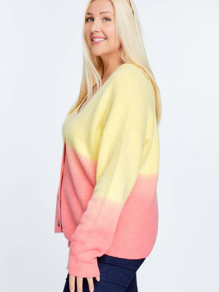 Davi & Dani - Wholesale Cardigan - Women's - OVERSIZE BUTTON DOWN CROPPED DYED SWEATER CARDIGAN12