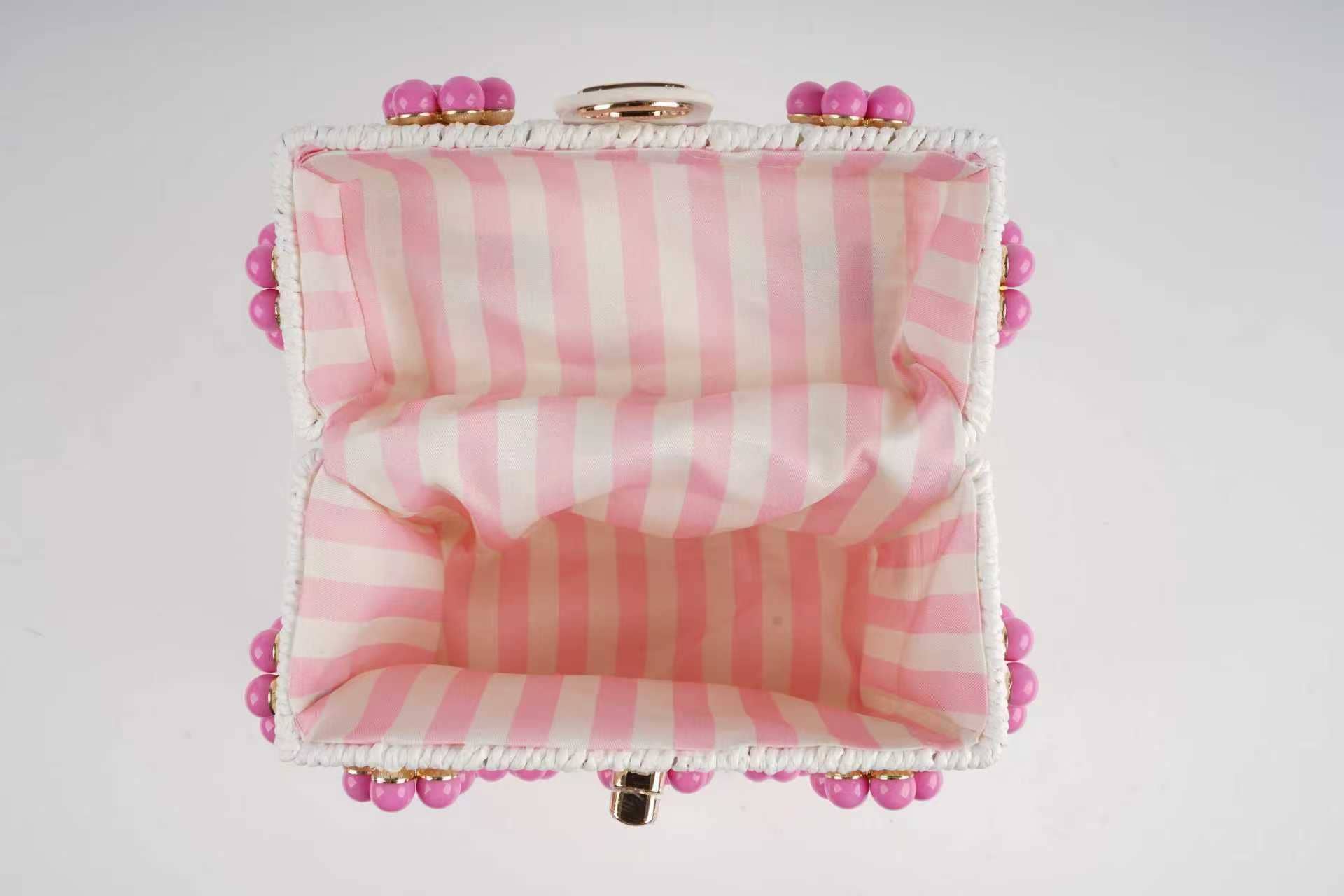 By Jenna Lee - Wholesale Top Handle Bag - Women's - Wicker Bucket Daisy Flower Purse26